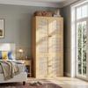 Kleiderschrank mit Rattan-Geflecht, 90 x 47 x 200 cm, Drehtüren, 1 Kleiderstange, 3 Schubladen und 4 Staufächer, Schlafzimmer, Wohnzimmer und Flur