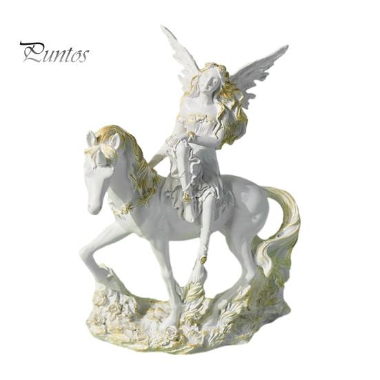 Small Angel Figurine Resin Figurine, Half Body Winged Fairy Sculpture with Gold Trim, Matte Warm White Decor Desk for Bedroom Shelf Gift Women