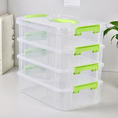 4 Schichten Schreibtisch Aufbewahrungsorganizer 4-stöckige Kunststoff Aufbewahrungsbox Stapelbare Transparente Box Schulbüro Behälter Tisch Schmuckschatulle