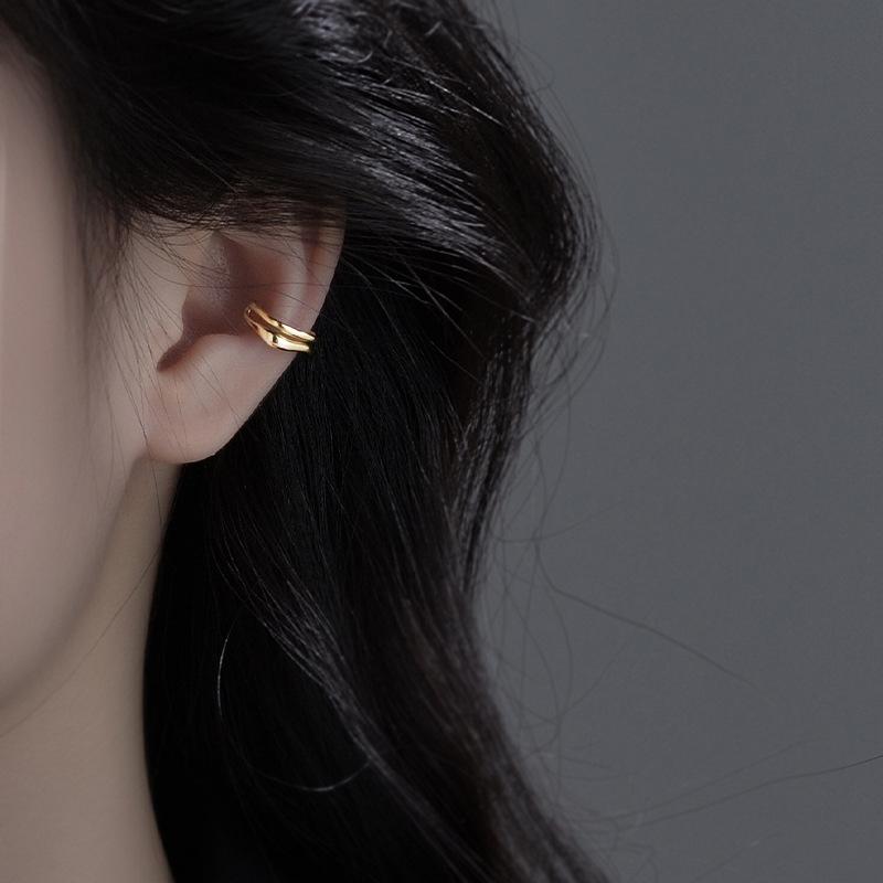 1Pc Ear Cuff Earrings Non-Piercing Double Layer Cuff Ear Clip Earring for Women Fake Cartilage Simple Y2K Jewelry New