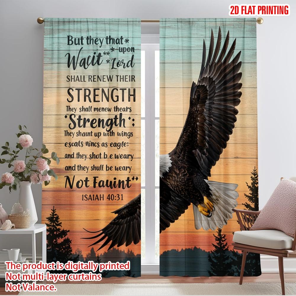 

2pcs 2D flat printing Scene Curtains Eagle Strengthisaiah 100% Polyester Fabric Without Electricity Seasonal Party & Holiday 52.50×116.00 CM 2pcs