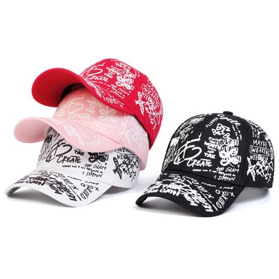 Graffiti Printing Baseball Cap Adjustable Cotton Hip Hop Street Hats Spring Summer Outdoor Leisure Hat Couple Caps