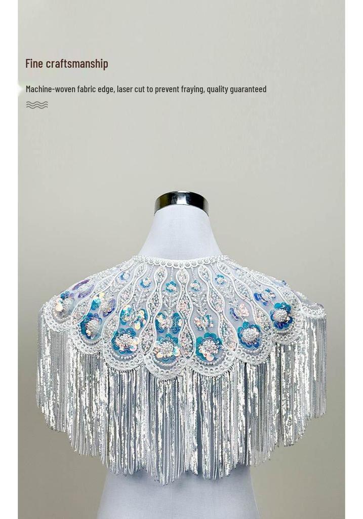 Sequined Tassel Shawl & Cloak: European & American Party Qipao Accessory