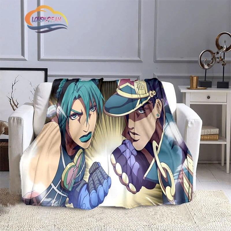 Karikatura JoJo's Bizarre Adventure Stone Ocean Deka Měkký fleece Throw Lehká All Seasons Teplá pro gaučovou přikrývku