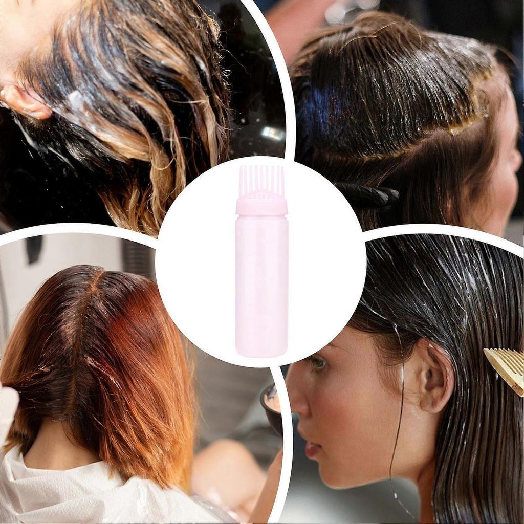 Hair Dye Applicator Bottle 170ml with Measurement Scale, Reusable Pink Hair Oil Applicator