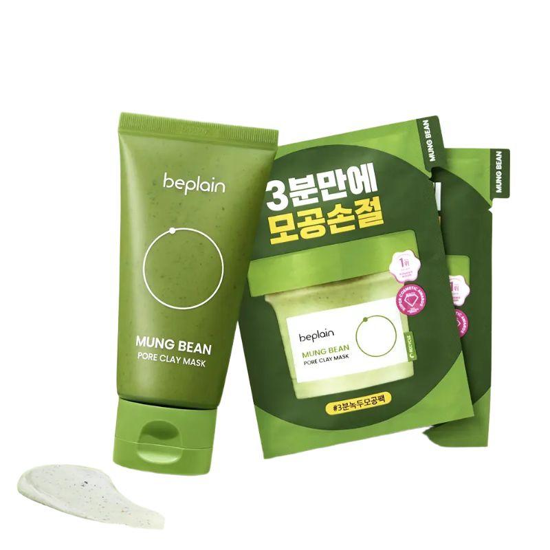 Beplain Mung Bean Pore Clay Mask Deep Pore Tightening Set 80ml (+12ml x2)