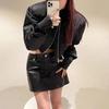 2026 Spring Korean-Style Puffy Sleeve Shoulder Pad Loose Baseball Jacket for Women