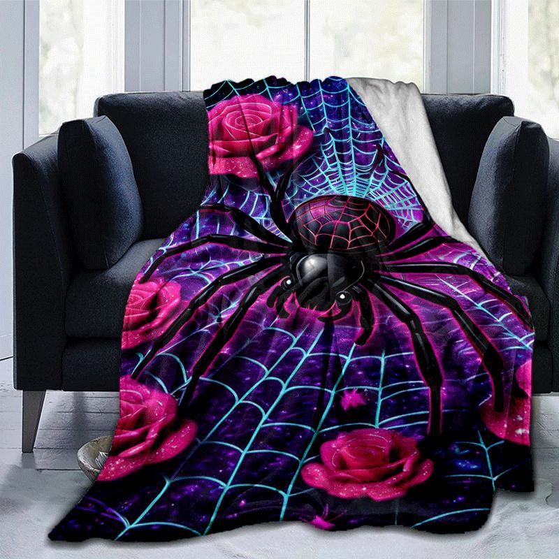 

1pc Spider Printing Lightweight Flannel Blanket, Comfortable and Warm Blanket, for Camping Sofa Bed and Couch Office, Suitable for Gift Blank 100x150cm