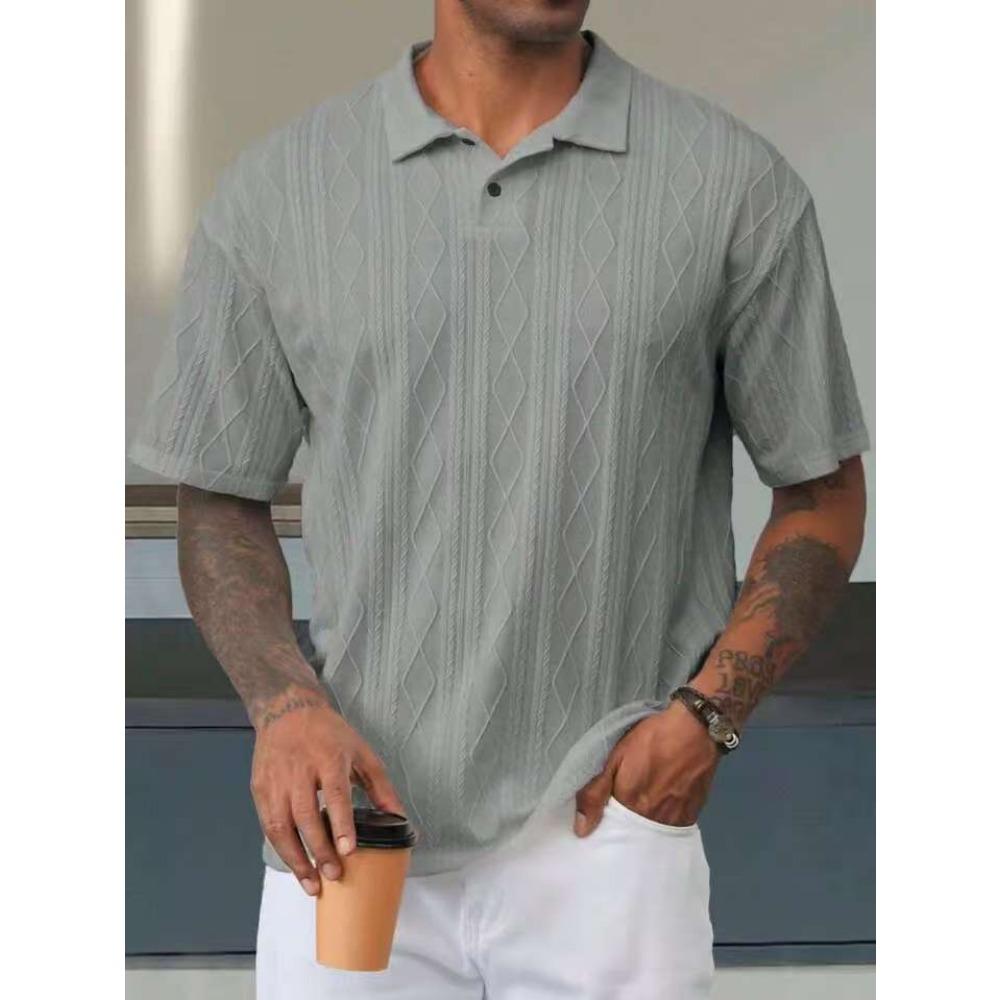 Retro Loose Texture Knitted Polo Shirt Men's Summer Lapel T-shirt Breathable Short Sleeves