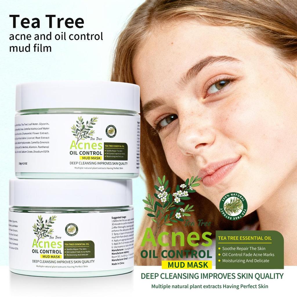 Set Viso Tea Tree Controllo Acne: Tonico, Siero, Maschera all'Argilla, Gel