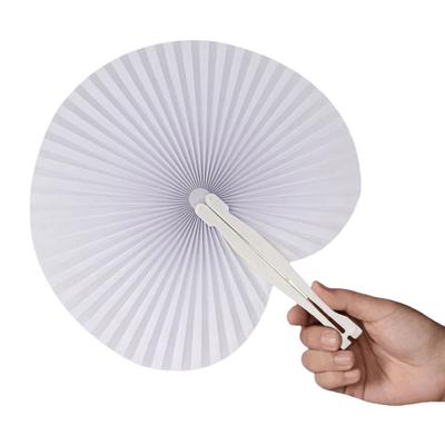 Rund geformter DIY Malfächer mit Kunststoffgriff Faltfächer Blanko Papierfächer für Zuhause Tanzparty Hochzeitsdekoration