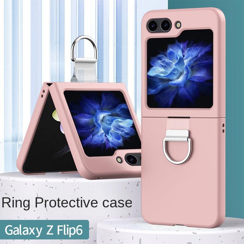 Hårt Skal Plast Ring Telefonfodral för Samsung Galaxy Z Flip 6 5 4 3 Flip6 Flip5 Flip4 Flip3 5G Skyddande Stöttåligt Skal