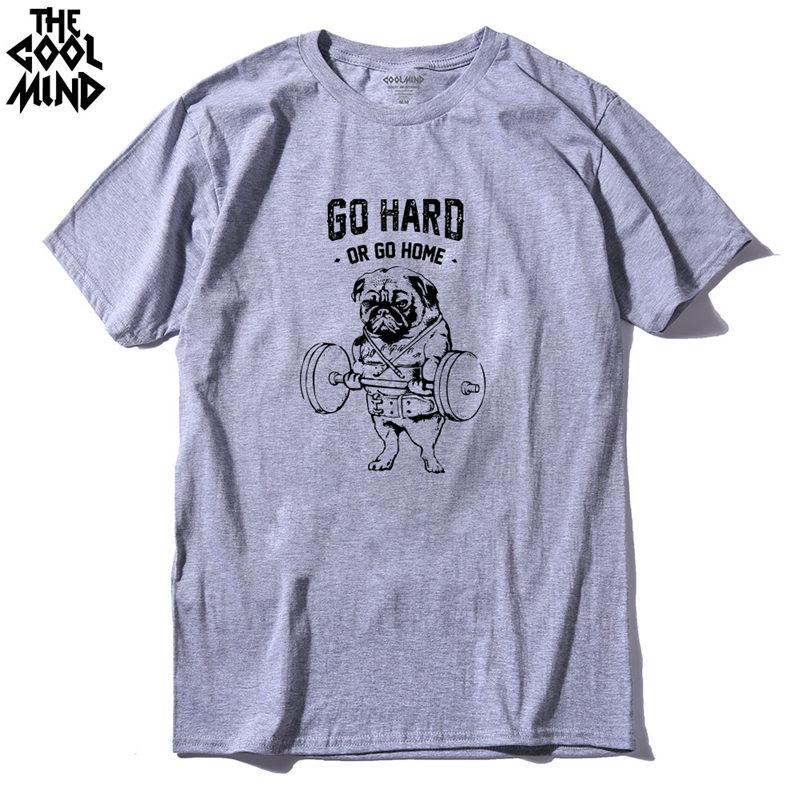 

COOLMIND PU0116A 100% Cotton Go Home Or Go Hard Pug Printed Men Crewneck T Shirt Short Sleeve o-neck Men t-shirt Tops Tees 2XL