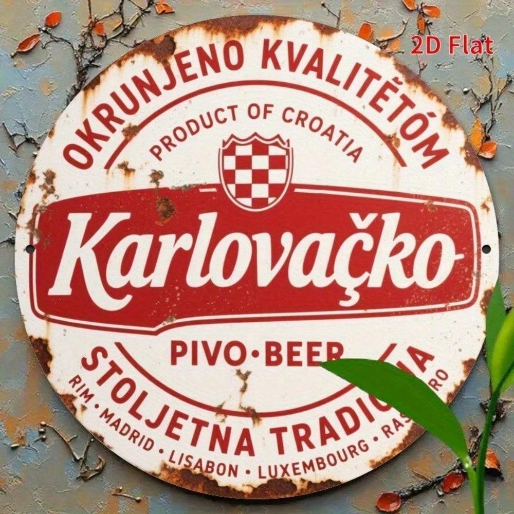 

Retro Karlovac Vintage Beer Metal Tin Sign, 2D Flat Wall Decor for Pub Bar Man Cave, Rustic Aluminum Plaque 20x20 різнокольоровий