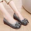 2026 New Genuine Leather Floral Embroidery Slip on Casual Shoes Comfortable Wedge Heel Anti Slip Soft Sole Shoe