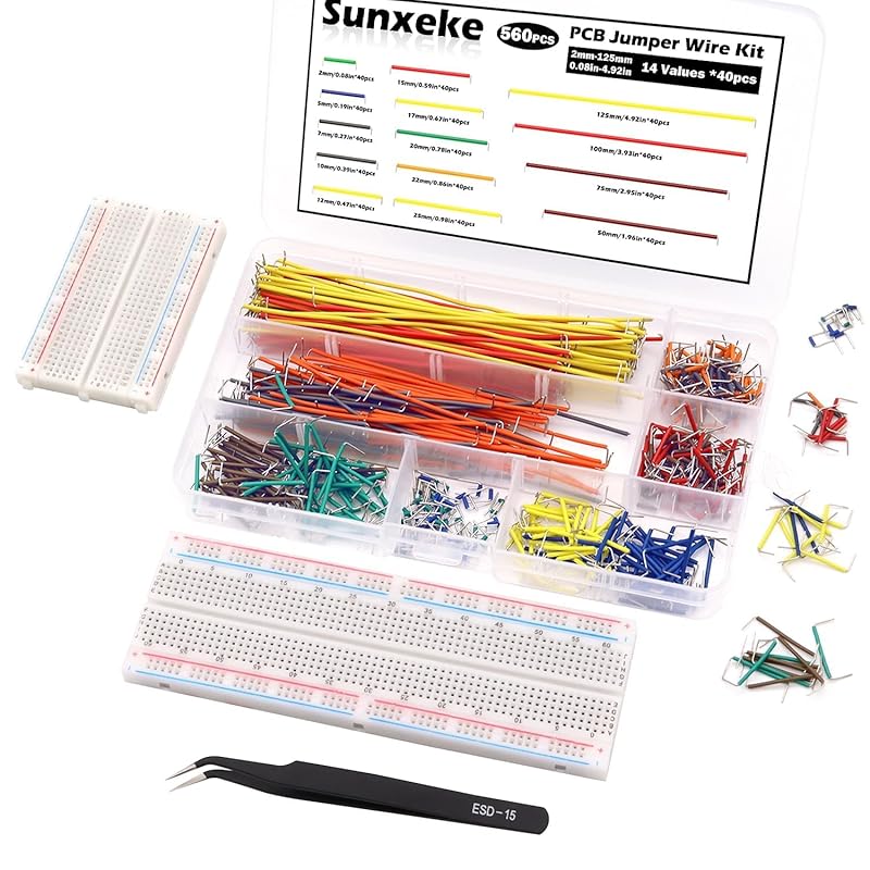 560Pcs Jumper Wire Kit Solderless Flexible Breadboard 14 Lengths Assorted Preformed Breadboard with 65Pcs Breadboard Jumper Wires,Tweezers & Plastic
