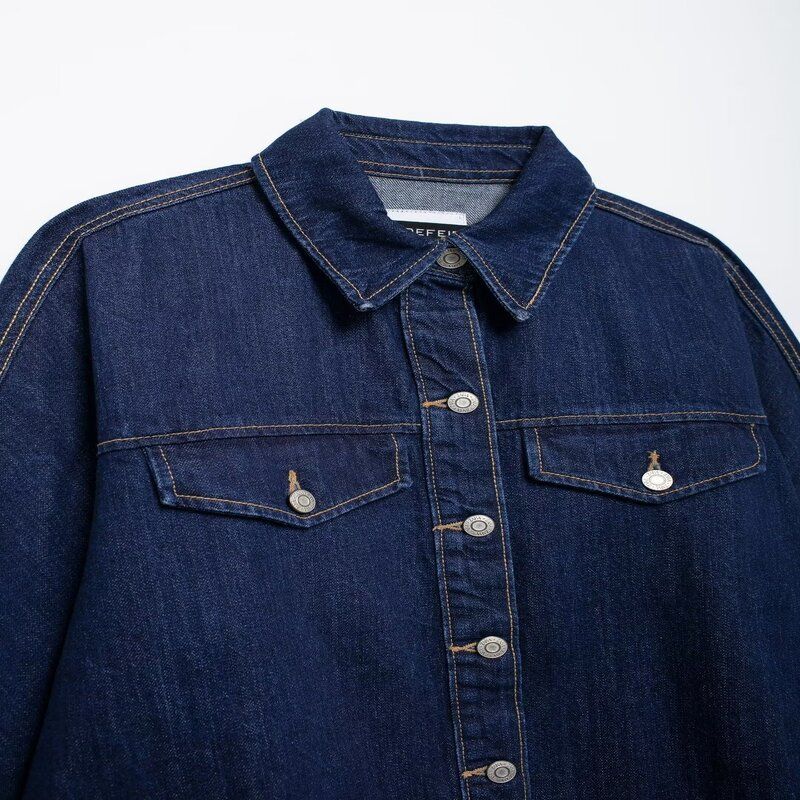 Fashion Style 2024 Autumn New Women's Clothing Easiest for Match Cotton Leisure Denim Long Sleeve Shirt Coat 0250270