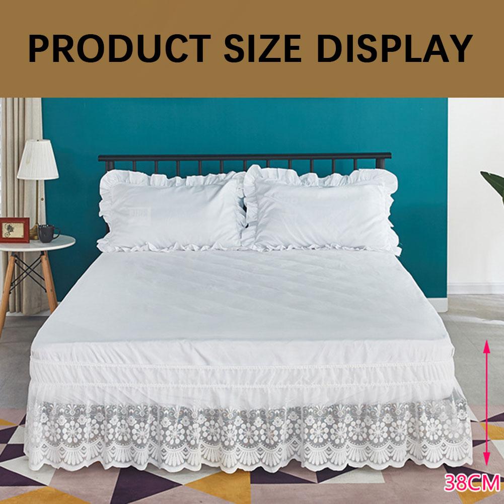 Lace Bed Skirts Easy On/Off Elastic Wrap Around Dust Ruffle For Hotel Use