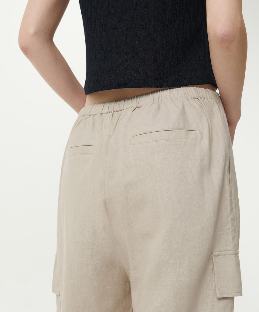 MUSINSA STANDARD WOMAN Women'S Linen Blend Wide Cargo Elastic Pants [Light Beige]