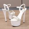 Women's Shoes Fashion High Heel Pearl Rhinestone Solid Color Stiletto Sexy Sandals 181 Series 17cm Heel 7cm Platform LFD