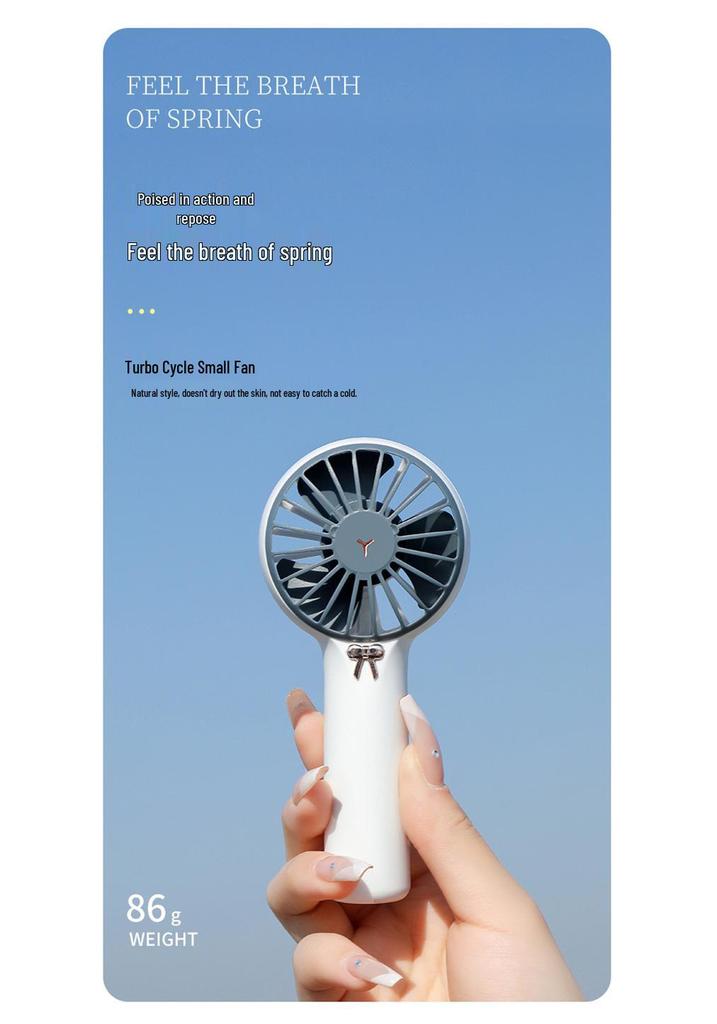 Mini Handheld 3-Speed USB Rechargeable Turbo Fan - Portable, Powerful Outdoor Small Fan