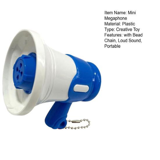 Mini Megaphone Toy with Bead Chain Loud Bullhorn Keychain Pendant Toddlers Boys Girls Recording Loudspeaker Educational Musical Instruments Toy