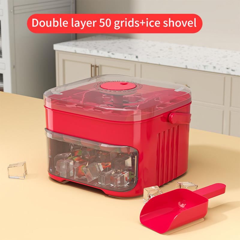 25/50 Girds Pressing Ice Cube Mold Ice Cube Storage Box Large Capacity Ice Storage Box Food Grade Ice Cube Making Mold Household Single layer