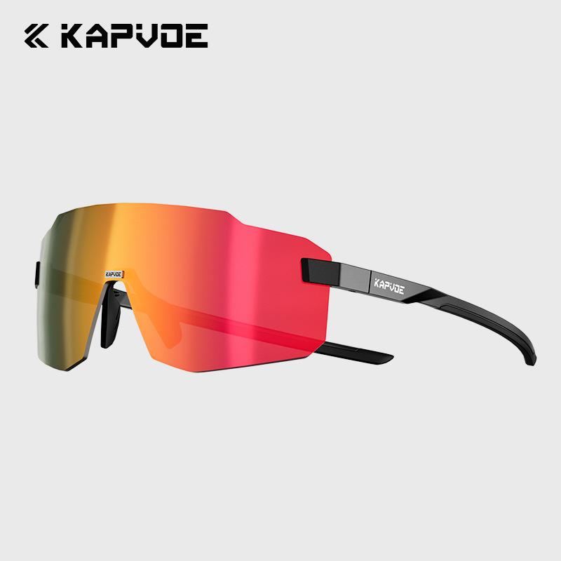 

KAPVOE New model sports glasses with integrated large lenses, photochromic, suitable for day and night use, windproof for cycling and running TK341-Q-1L-01Sand black f