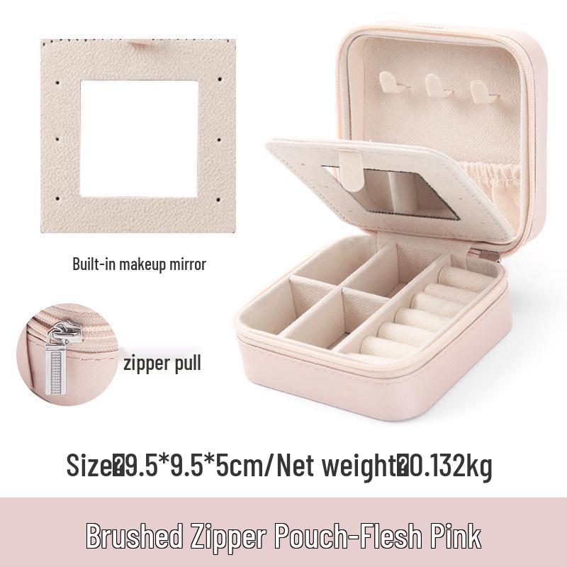 Cutie de bijuterii din catifea cu fermoar: Depozitare portabilă pentru coliere, brățări, inele și cercei