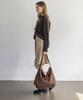 Moiqui Lune Suede Hobo Bag Dk Brown