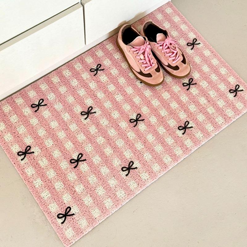 Doormat Door Entrance Welcome Mat Blue Plaid Carpet Dustproof Non-slip Floor Mats Sweet Cute Girl Home Decoration Rug