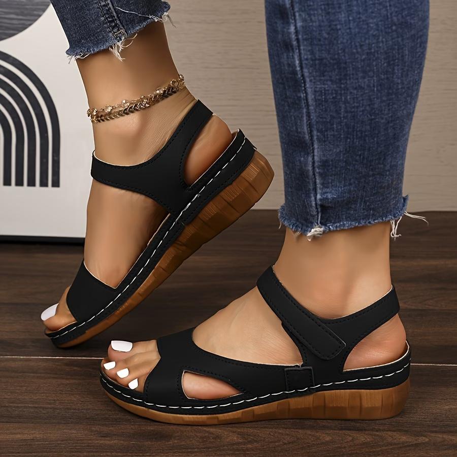 Women'S Stylish Sandals - Lightweight Cushioned Sole, Comfortable and Versatile Sandals with An Open Magic Buckle Closure.
