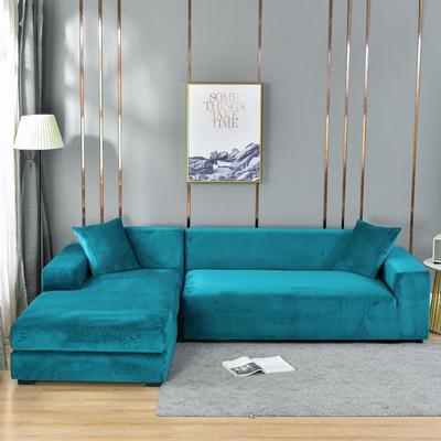 Elastischer Samt-Sofabezug, türkisblau, Eckbezug für Sofa, Chaiselongue, Anti-Kratz-Sofabezug für Wohnzimmer