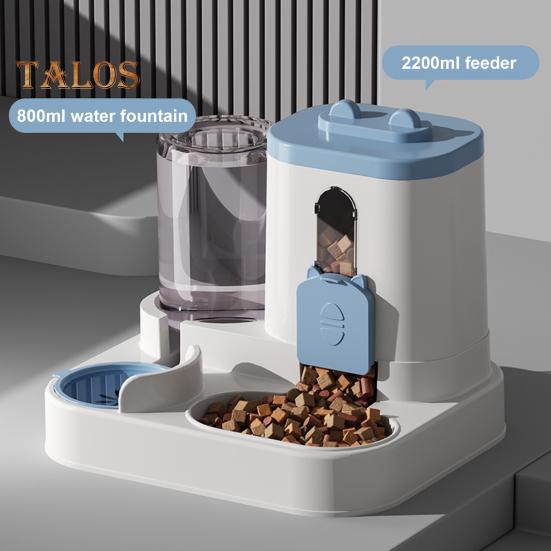 2-in-1-Futter- und Wasserspender für Haustiere, automatisches Trockenfutter- und Wasserspender-Set für kleine und mittelgroße Katzen und Hunde