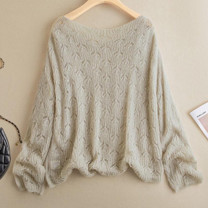 Sibaishe Damen Lockerer Grobstrick-Pullover