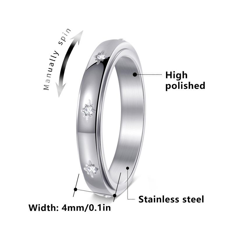 Titanium Steel French Style Jewelry Rotating Ring Trendy Jewelry Fashionelegant Normcore Zircon
