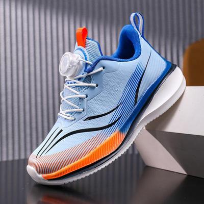 Children's Light Leather Running Shoes Fashionable Casual Mid-large Children's Mesh Rotating Buttons Red Rabbit Casual Boy