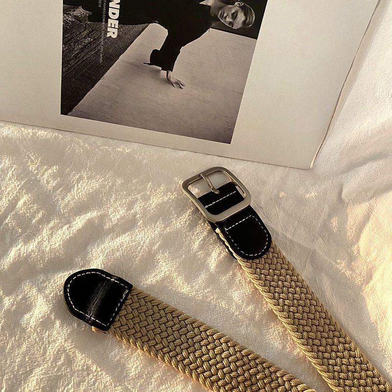 Unisex Fashionable Canvas Belt With No Hole Design And Chic Buckle Square