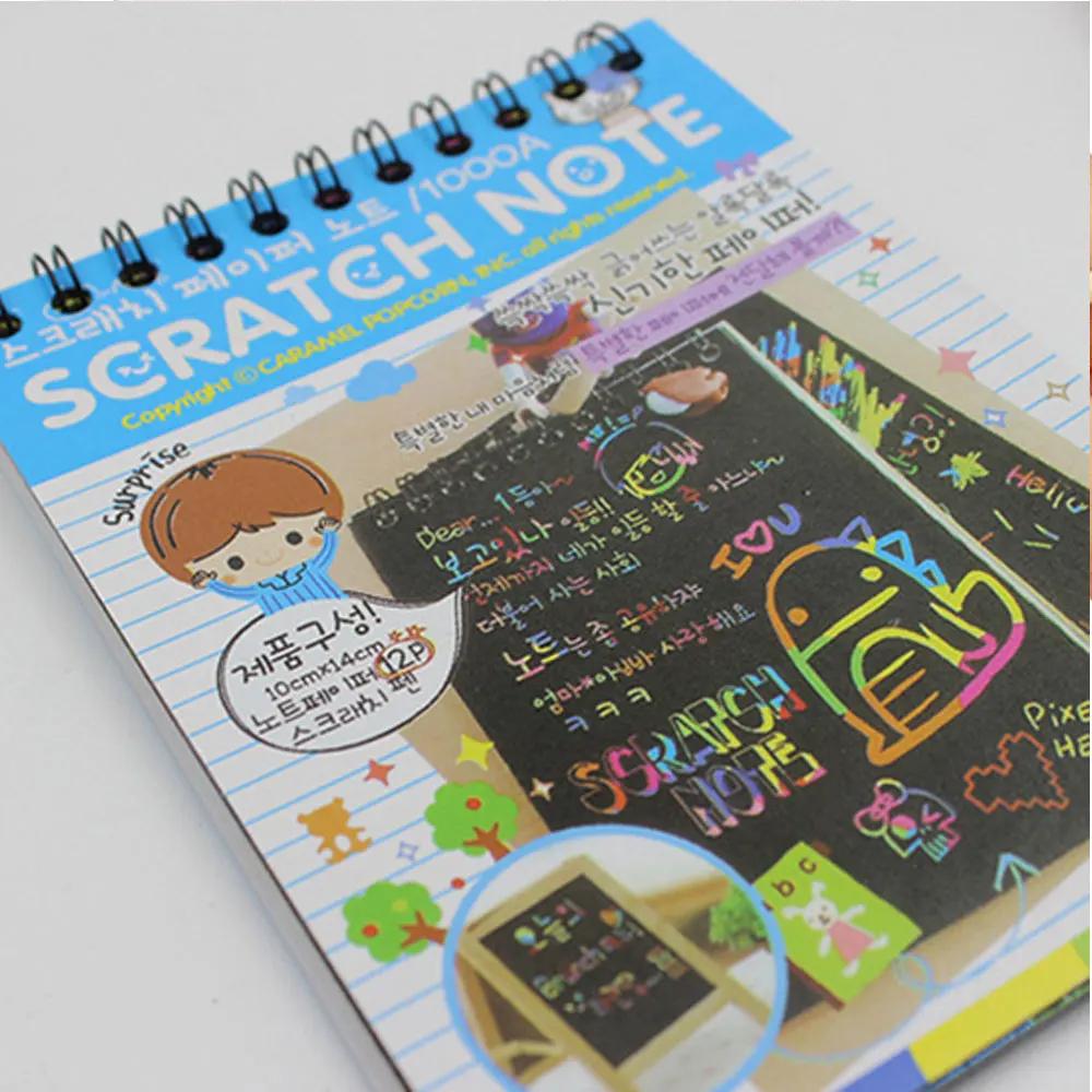 STONEGO Buntes Graffiti-Buch Kreatives Farb-DIY Spiralblock Kratzbild Malbuch Kinder Kratzbildbuch