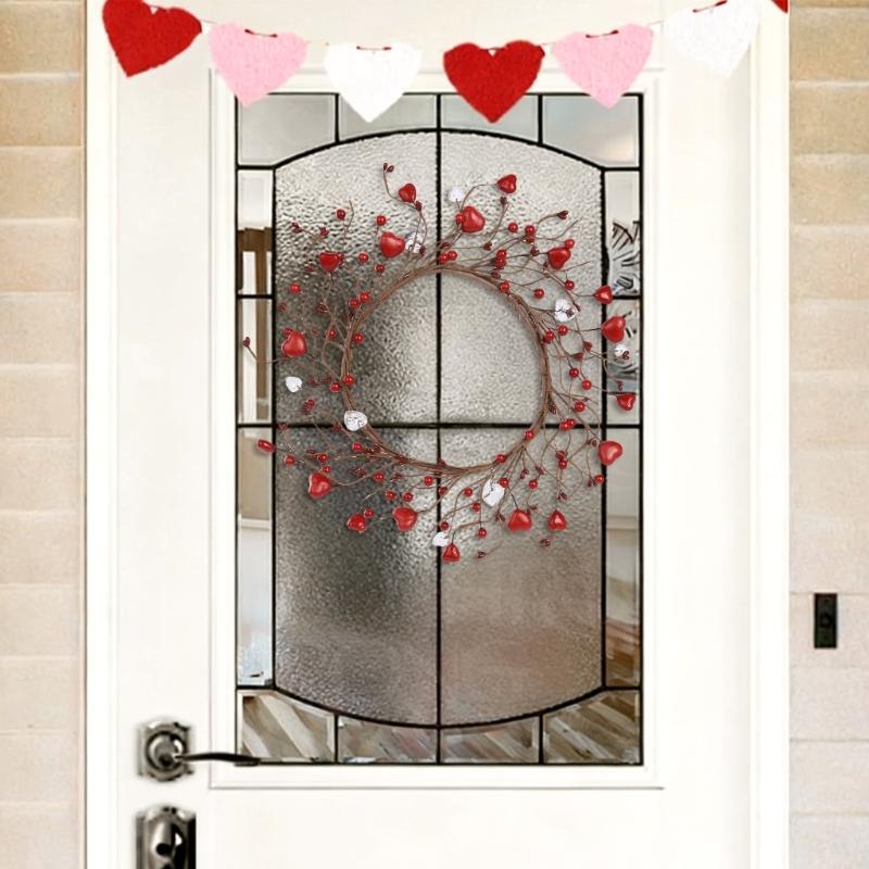 Artificial Heart Berries Wreath For Valentines's Day Decoration Decorative Garland Wedding Window Table Centerpieces