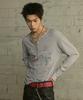 LANARCHIVE [0108] Rivet Henley Neck Zipper Long Sleeve - Gray