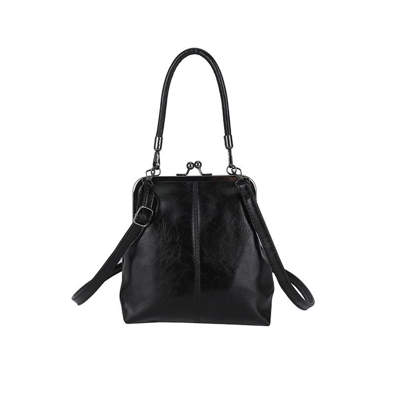 Vintage Solid Color Thread Design Pu Shoulder Bags for Women Versatile Ladies Crossbody Bag Simple Female Clip Handbag Purse