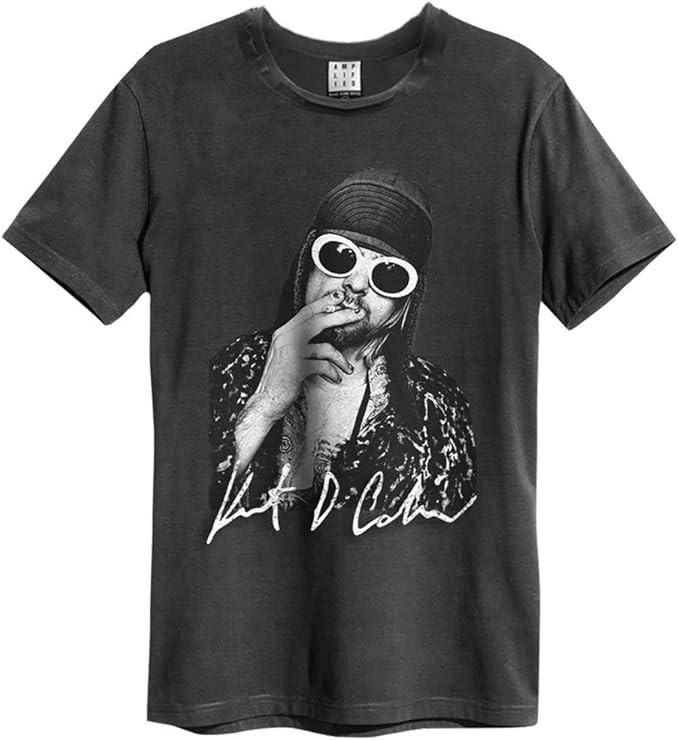 Amplified Kurt Cobain Photograph Mens Charcoal T Shirt Nirvana Amplified Tee