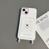 Cute Cartoon Dog Cat Phone Case with Lanyard Card Slot for iPhone 15 14 13 Pro Max Shockproof Cover