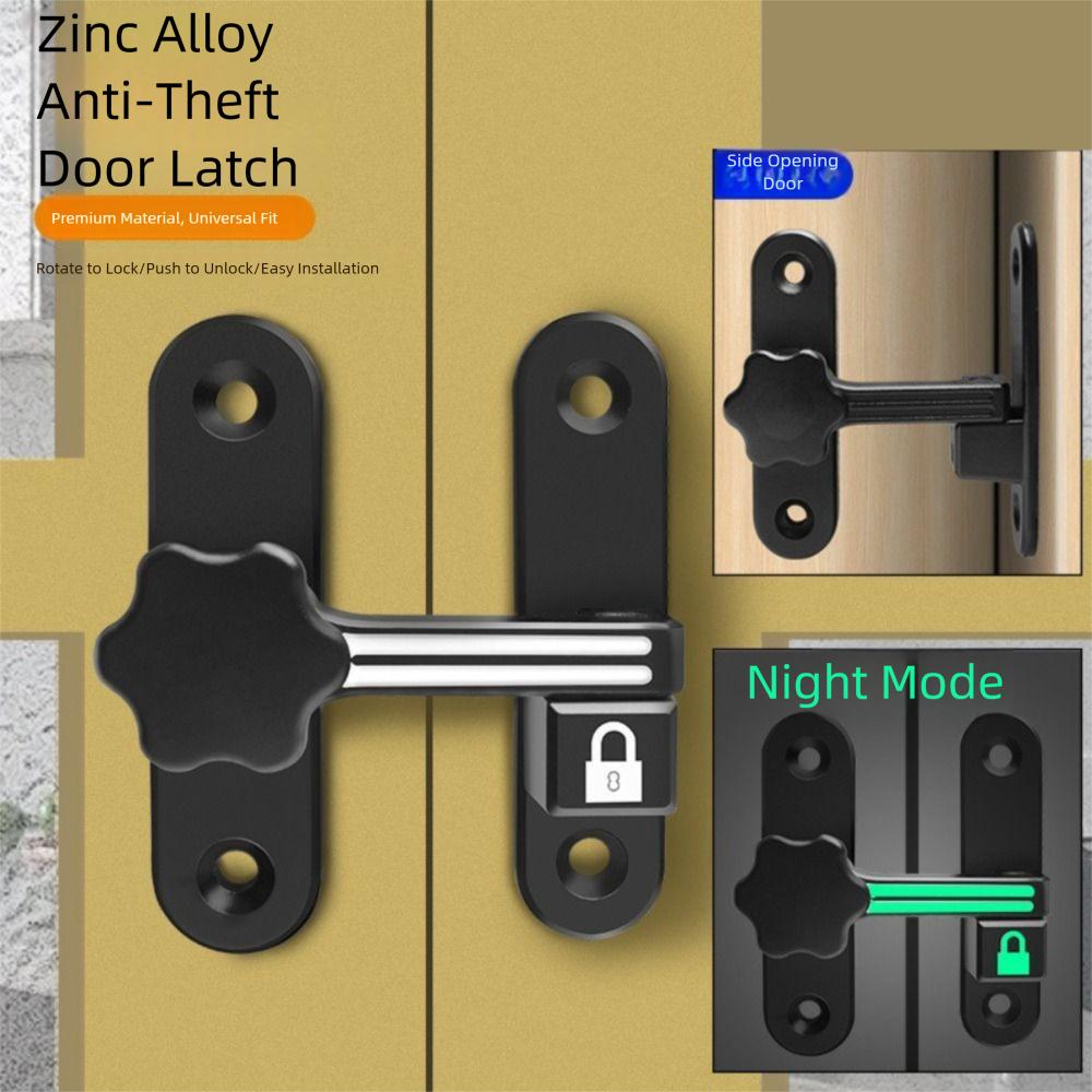 Zinc Alloy Sliding Door Latch No Punching Door Latch New Luminous Door Lock  Bathroom Door