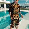 Summer New Men's T-shirts Set 3D Print Short Sleeve Hawaii Beach Tee Shorts 2PCS Suit Casual Vacation Style Oversized Streetwear