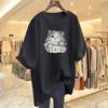 Women's Summer Loose Cartoon Cat Print Cotton T-Shirt