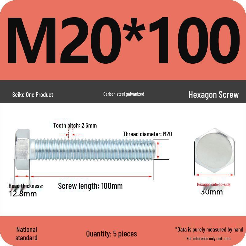8.8 Grade Galvanized Hex Head Bolt, High-Strength M4-M30