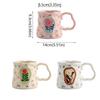 Light Luxury Ceramic Coffee Mug Floral Decoration Breakfast Cup Exquisite Milk Cup  Home Office Use