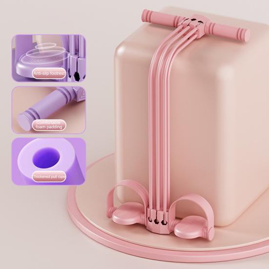 Pedal Resistance Band with Handle 6-Tube Pedal Ankle Puller Elastic Sit-up Pull Rope Men Women Yoga Pedal Workout Band Exercise Equipment